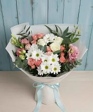 Букет цветов из:  Розы, Лизиантусы и Хризантемы в Курилловке