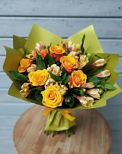 Букет цветов из:  Альстромерии и Розы #REPLACE_PRED# Курилловке
