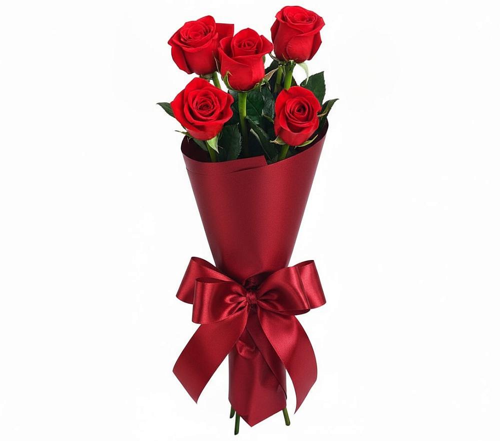 Букет 5 Красных роз Эдлесс Лав в Курилловке