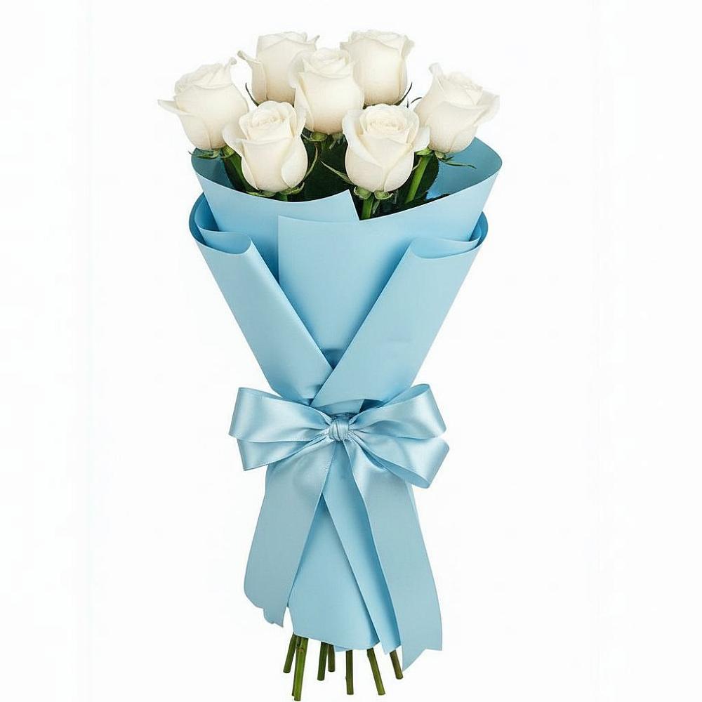 Букет 7 белых роз Проуд в Курилловке