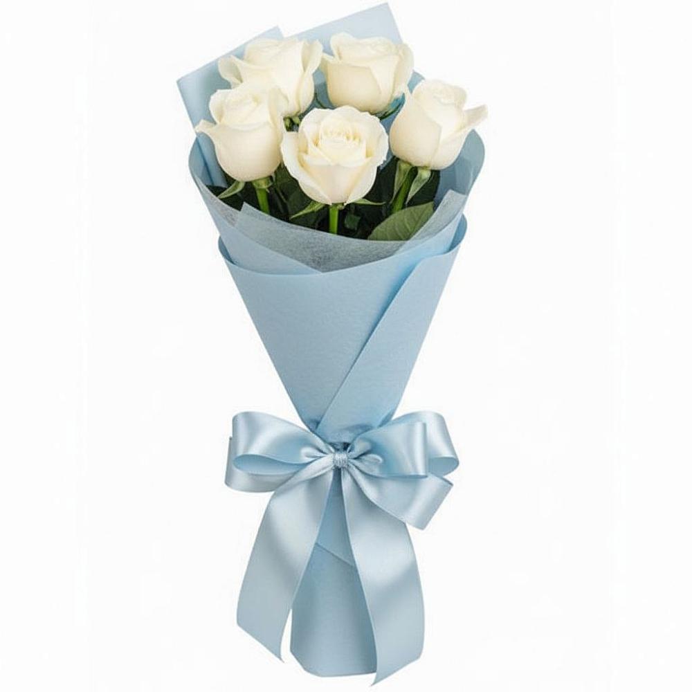 Букет 5 Белых роз Проуд в Курилловке