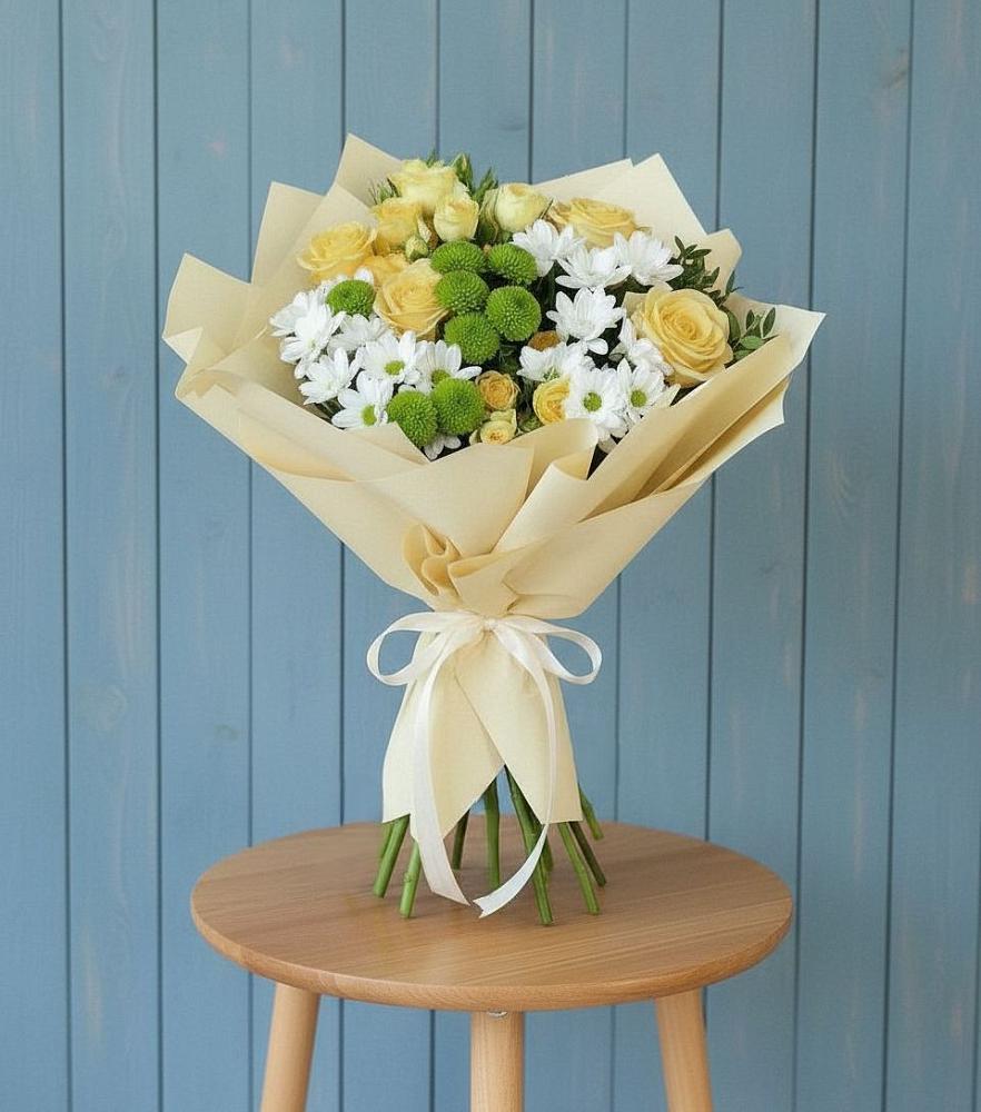 Букет цветов из: Хризантемы и Розы в Курилловке