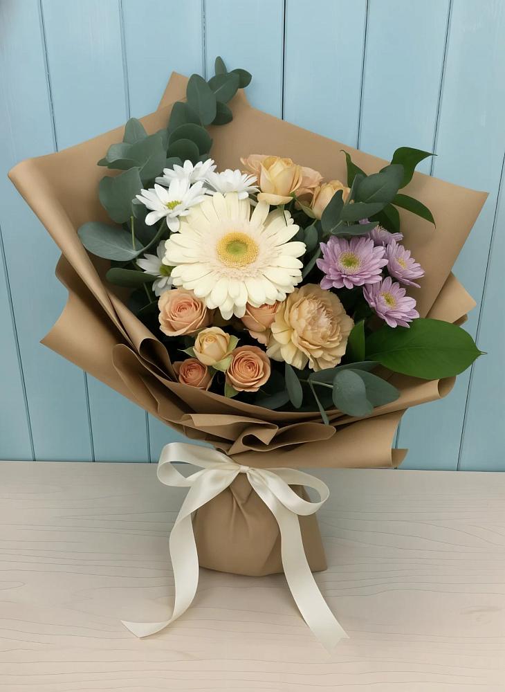 Букет цветов из: Герберы и Хризантемы в Курилловке