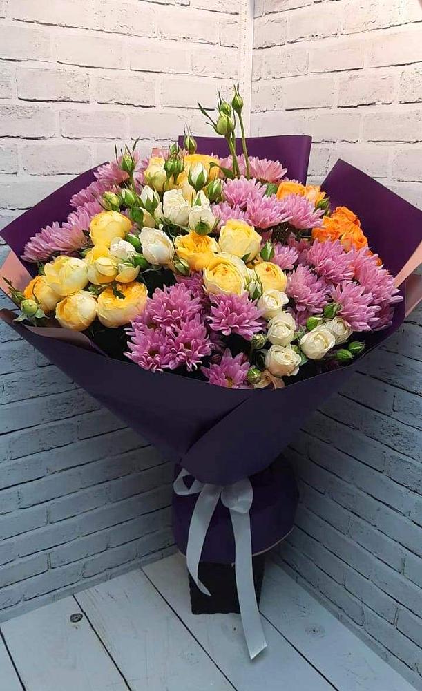 Букет цветов из: Хризантемы и Розы в Курилловке