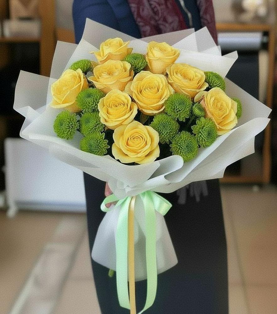 Букет цветов из: Хризантемы и Розы в Курилловке