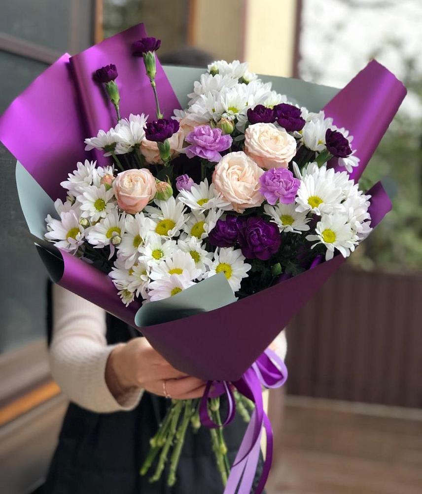 Букет цветов из: Хризантемы, Гвоздики и Розы в Курилловке