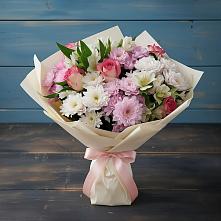 Букет цветов из:  Хризантемы, Альстромерии и Розы в Курилловке