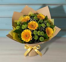 Букет цветов из:  Герберы и Хризантемы в Курилловке