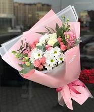 Букет цветов из:  Розы, Лизиантусы и Хризантемы в Курилловке