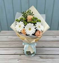 Букет цветов из:  Герберы, Розы и Хризантемы в Курилловке