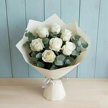 Букет Белые розы в Эвкалипте #REPLACE_PRED# Курилловке