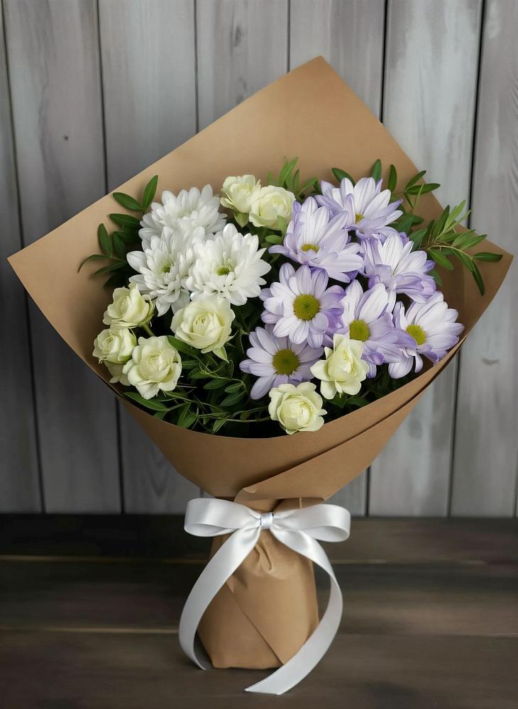 Букет цветов из: Хризантемы и Розы в Курилловке